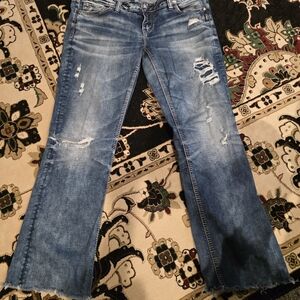 Women's Distressed Blue Jeans